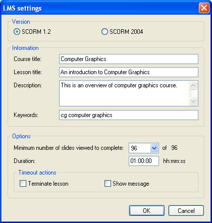 LMS Settings window