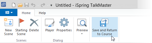 Save and Return to Course button in iSpring Suite