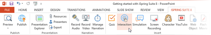 iSpring Suite toolbar iSpring Suite toolbar