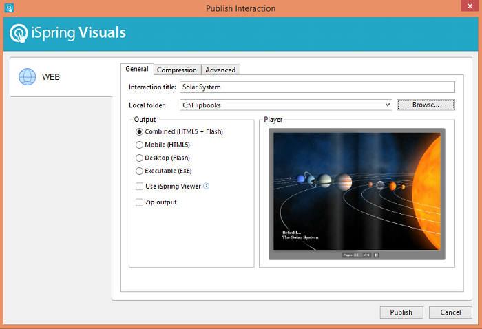 iSpring Visuals Publish Interaction window iSpring Visuals Publish Interaction window