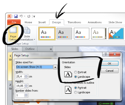 Adjust slide’s orientation Adjust slide’s orientation