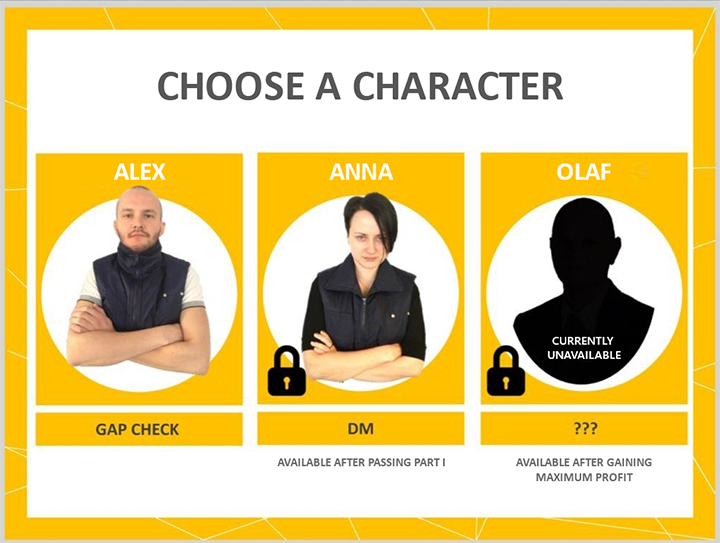 Choosing a character in an interactive game