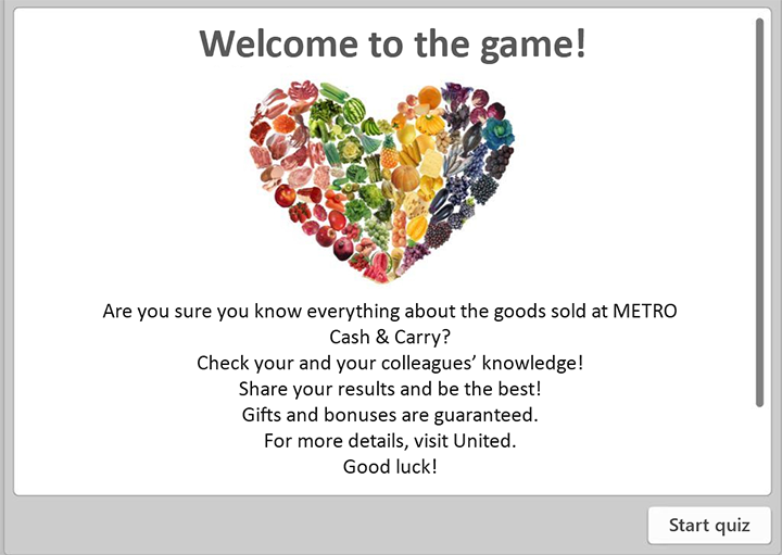 Product knowledge quiz made in iSpring
