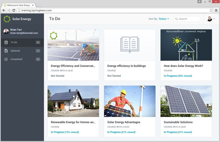 The user portal in iSpring Learn LMS The user portal in iSpring Learn LMS