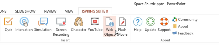 The Web Object button on the iSpring ribbon