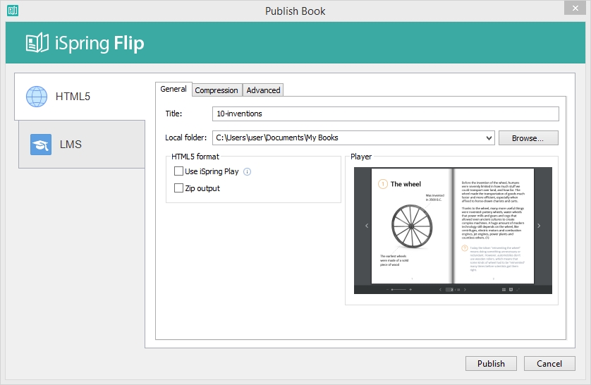 Book publication in iSpring Flip