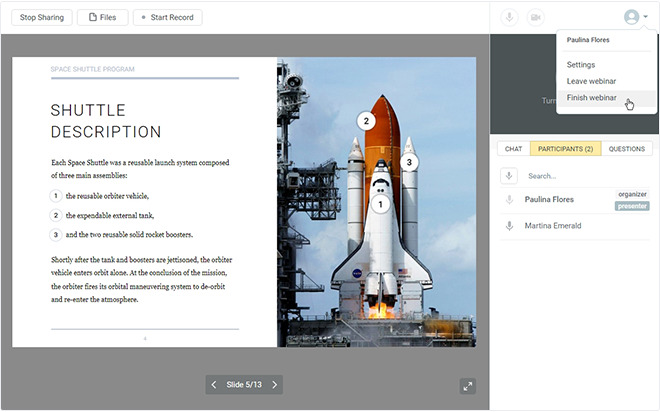 Finish a webinar