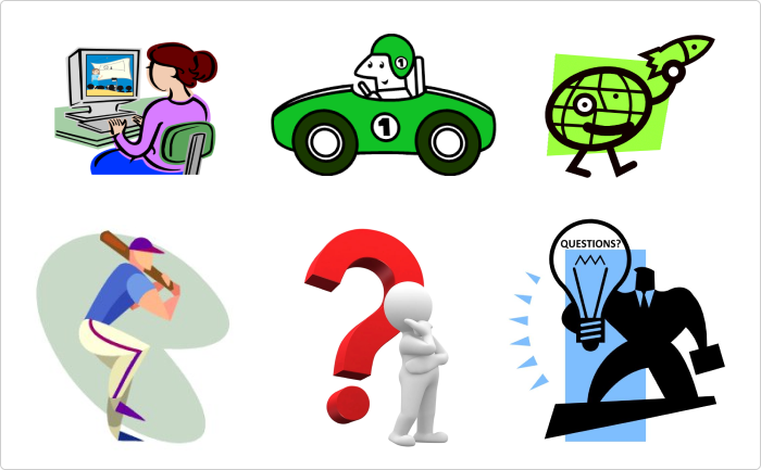 The collection of outdated clip art images