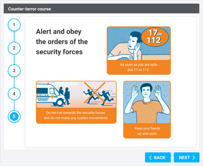 Fragment from the counter-terror course created in iSpring Suite