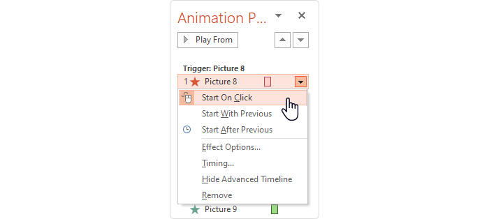 Start animation on click