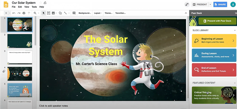 Pear Deck Learning A screenshot showing an interactive quiz from Pear Deck Learning running inside a PowerPoint presentation