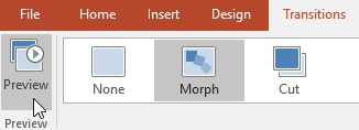 The Preview button in PowerPoint