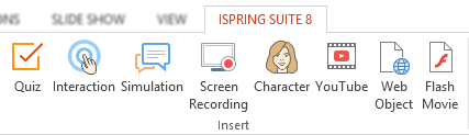 An iSpring toolbar on the PowerPoint ribbon