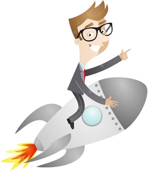 Businessman, rocket, spaceship, start-up, success