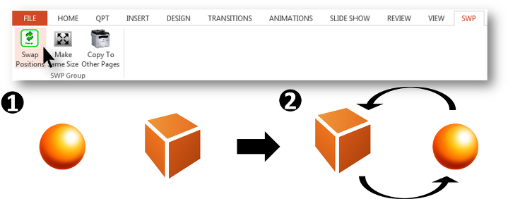 Trao đổi vị trí của đối tượng PowerPoint với bổ trợ CAVY