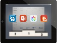 iPad with icons for SlideShare, PowerPoint, iSpring Present and SlideShark