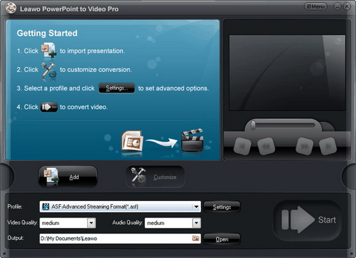 Screenshot of Leawo PowerPoint Converter interface Screenshot of Leawo PowerPoint Converter interface