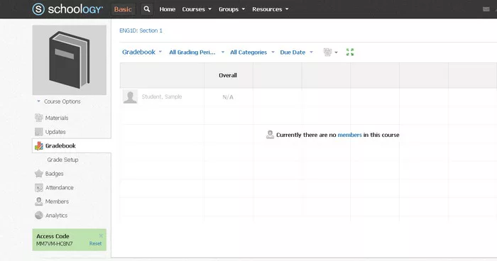 Screenshot of Schoolology interface