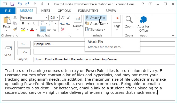 how to share a powerpoint presentation via email