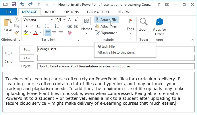 how do i send a large powerpoint presentation via email