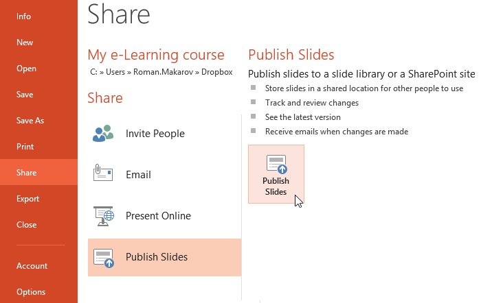 how to share a presentation on powerpoint