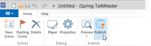 Publish button on the toolbar in iSpring TalkMaster Publish button on the toolbar in iSpring TalkMaster