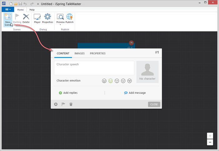 New Scene window in iSpring TalkMaster