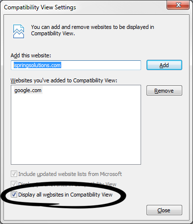 Turn off automatic compatibility mode