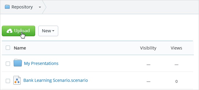 The Upload button in iSpring Cloud The Upload button in iSpring Cloud