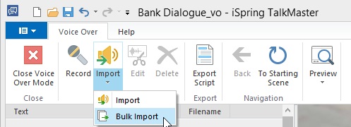 The Bulk Import option in iSpring TalkMaster