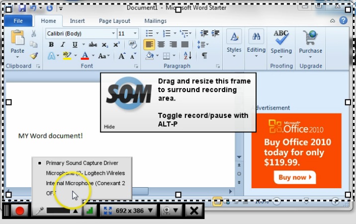 Processus d'enregistrement de Screencast-O-Matics