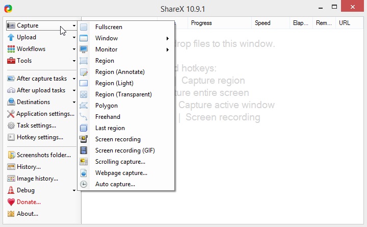 Options d'enregistrement de ShareX