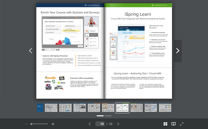 Thumbnails in iSpring Learn PDF player