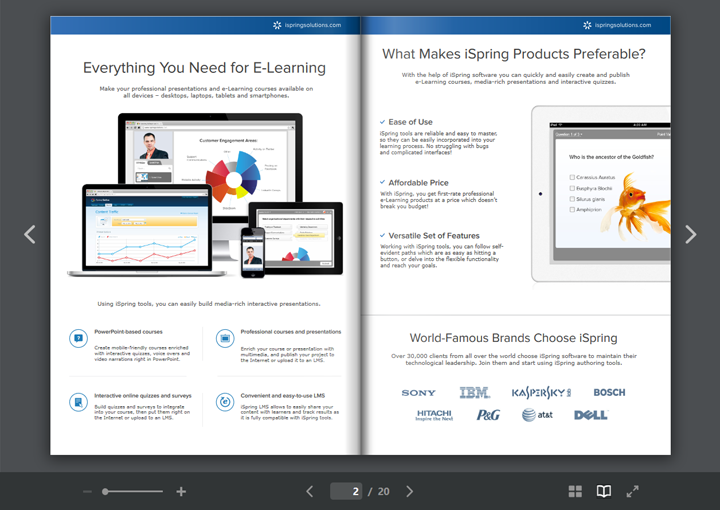 Online PDF player in iSpring Learn