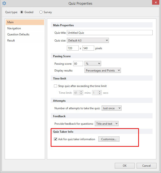 Asking for Quiz Taker Info in iSpring QuizMaker