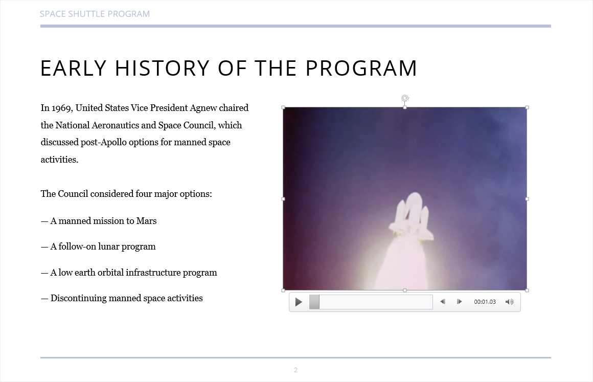 The PowerPoint slide with the video