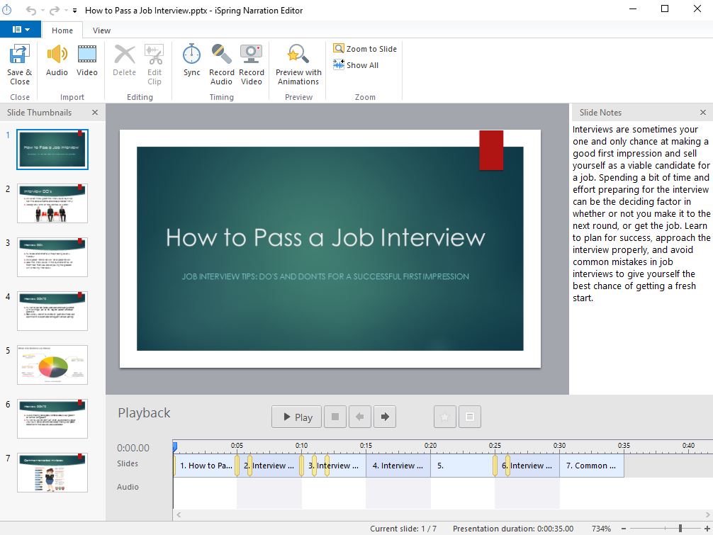 The Narration Editor in iSpring Suite The Narration Editor in iSpring Suite
