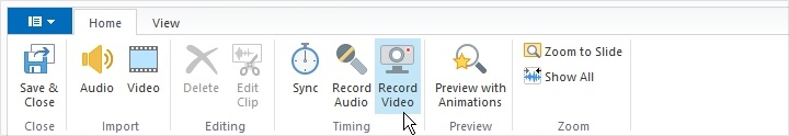 The Record Video button in the Narration Editor