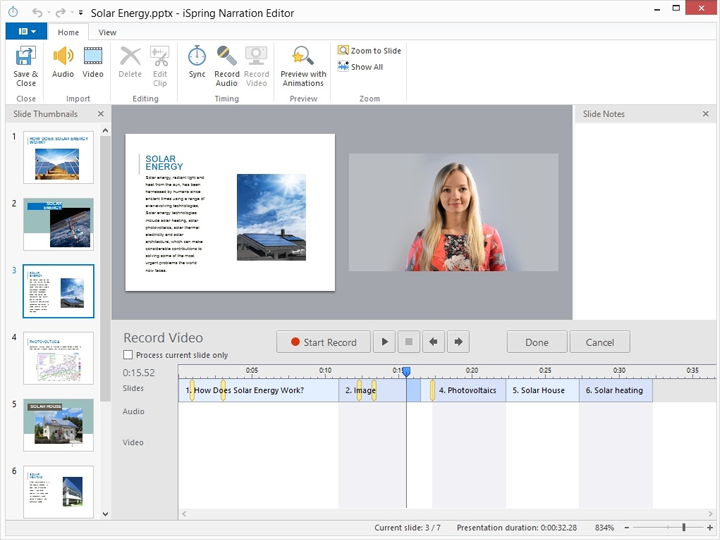 Recording video narration with iSpring