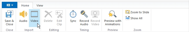 The Video button in the Narration Editor
