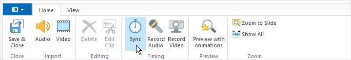 The Sync button in the Narration Editor