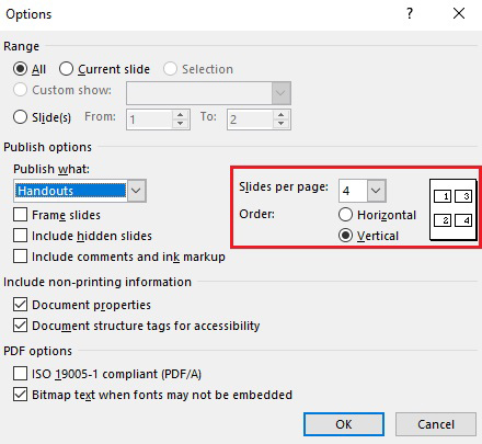 Configuring the appearance of a PDF file in PowerPoint