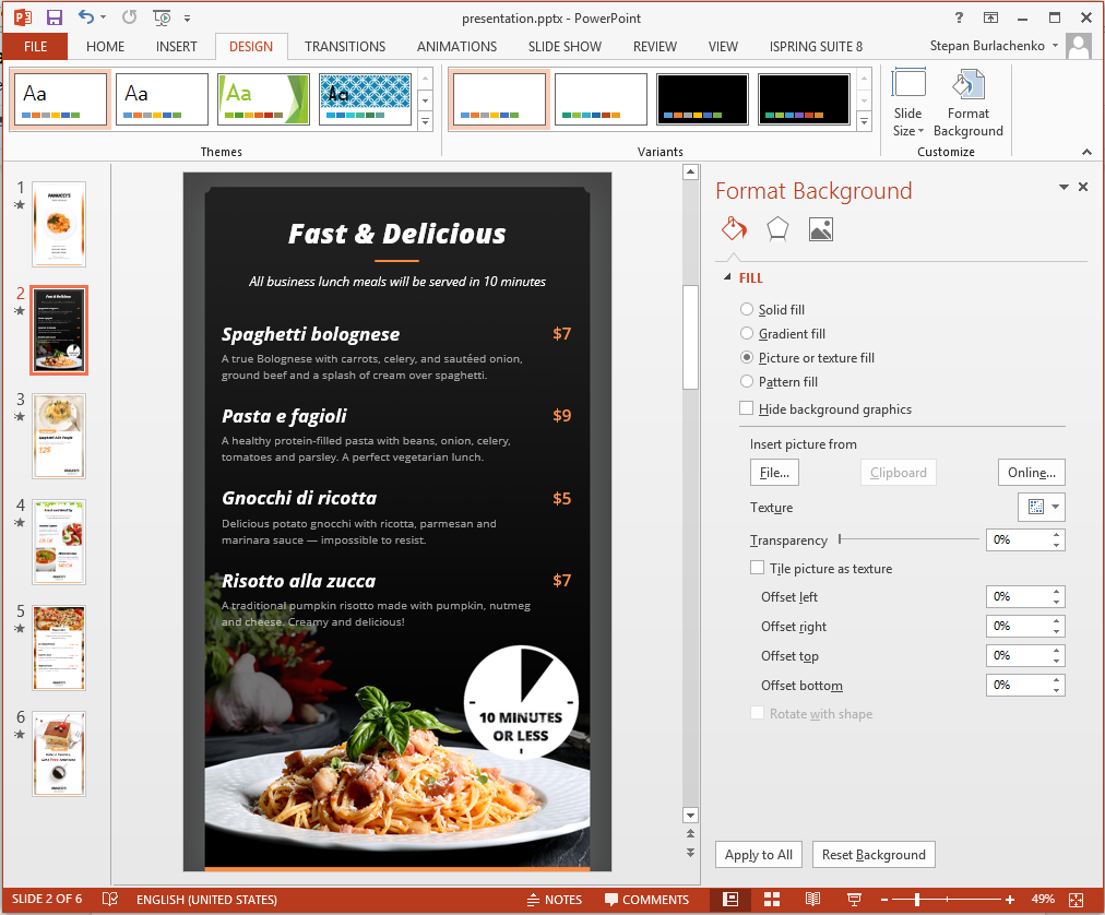 Filling a slide with a picture Format Background