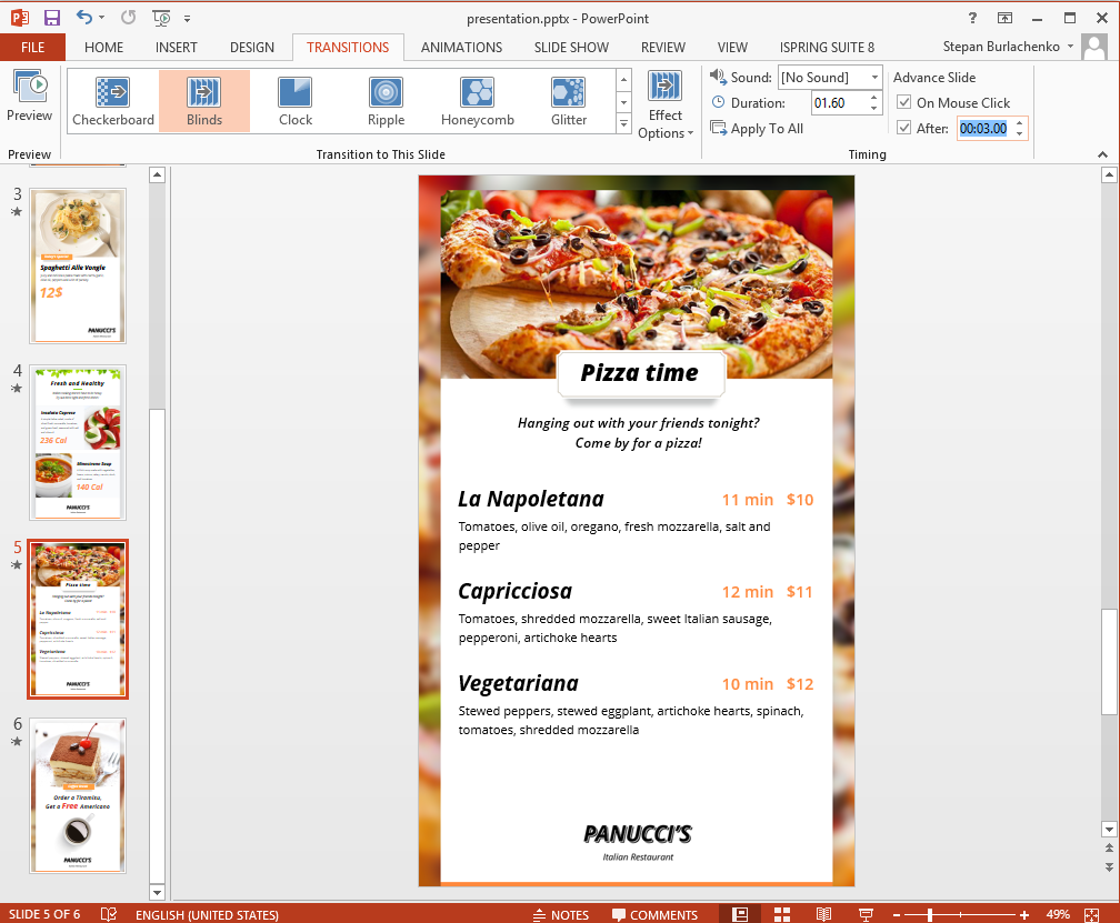 Choosing the slide advance slide Set slide advance time
