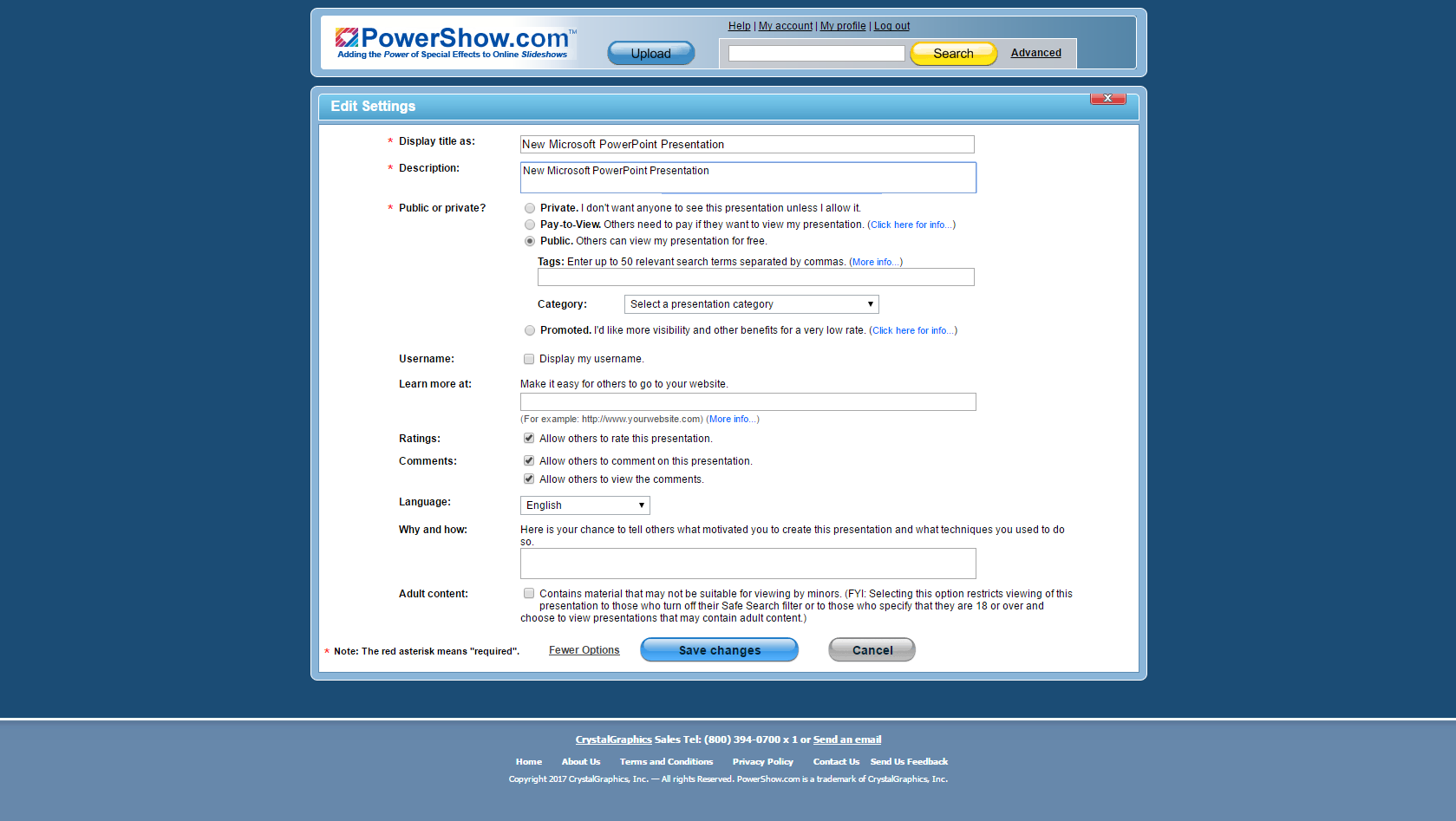 Powershow Powershow.com edit settings
