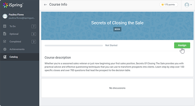 User portal in iSpring Learn LMS