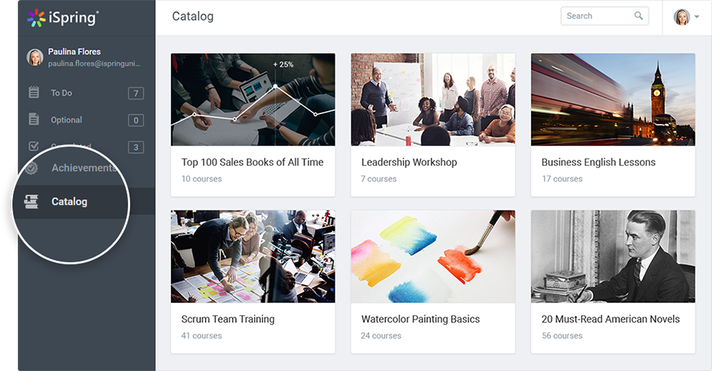 Course catalog in iSpring Learn