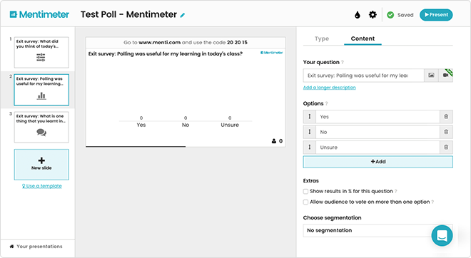 Menimeter interface screenshot