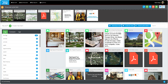myShowcase interface screenshot myShowcase interface screenshot