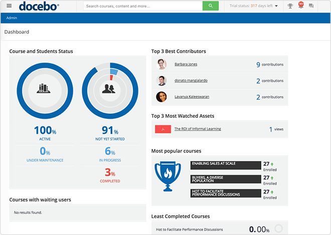Docebo interface screenshot Docebo interface screenshot